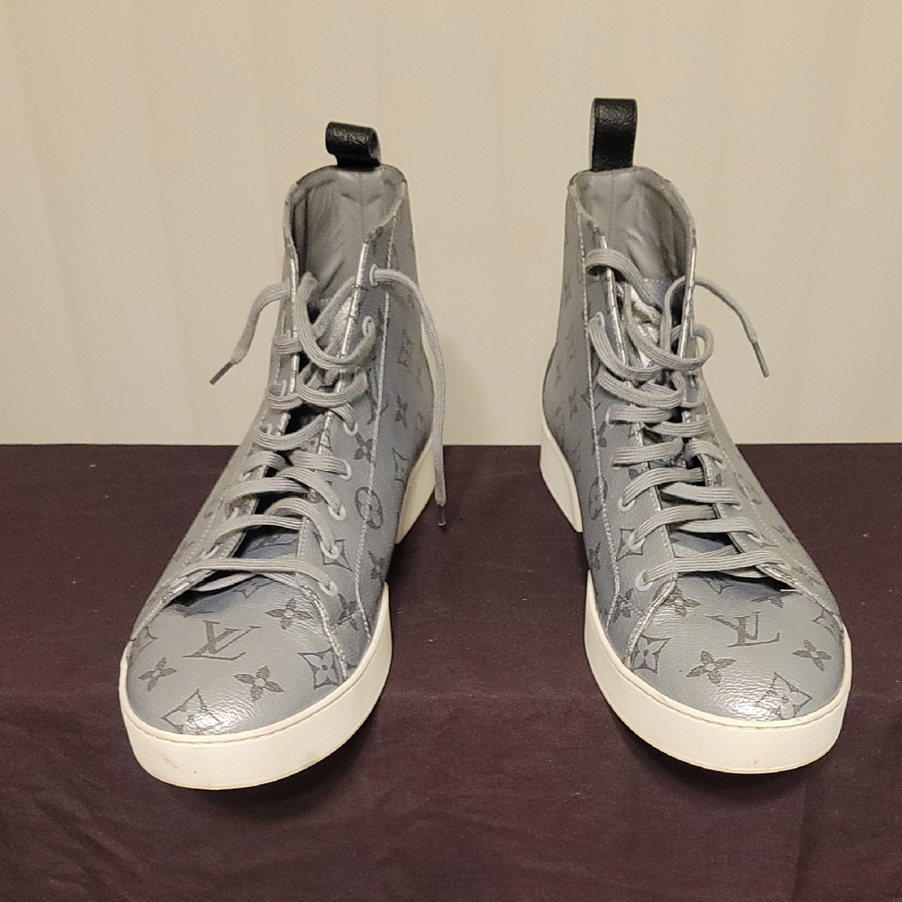 Louis Vuitton Gray Monogram High-Top Sneakers
